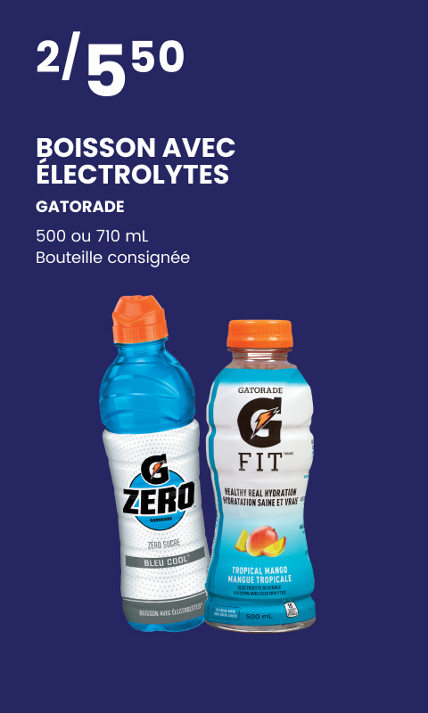 Boisson avec électrolytes gatorade