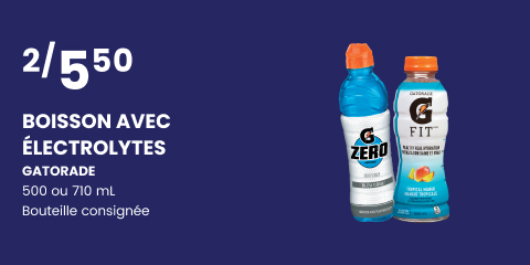 Boisson avec électrolytes gatorade